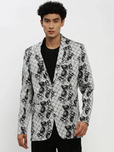 Men White Printed Blazer-SOBLZ-85-01-White